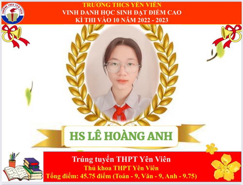 Trường THCS Yên Viên vinh danh học sinh đạt điểm cao kỳ thi vào 10 THPT 2022-2023